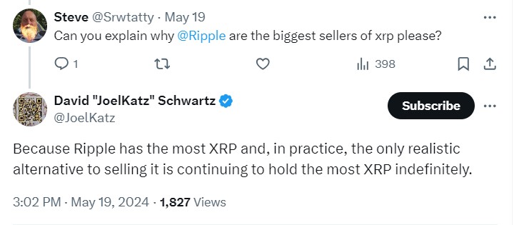Ripple CTO on XRP Sales